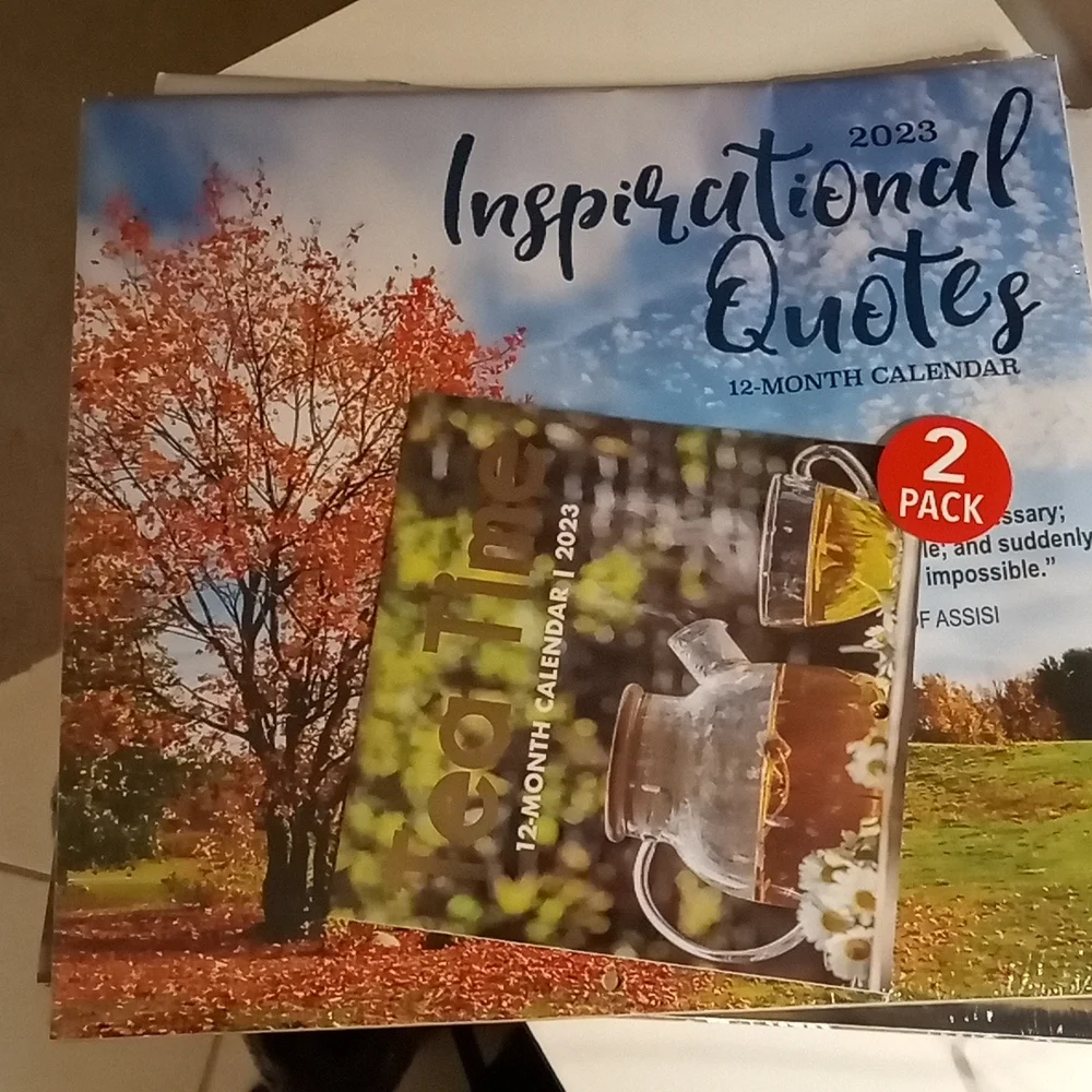 4 2023 calendars puppies , inspirational quotes , mini tea time , mini dogs